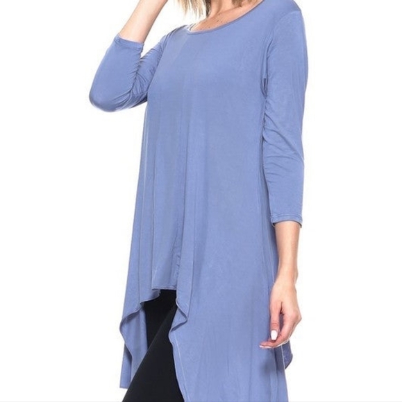 YELETE 3/4 Sleeve Misty Blue Tunic Top Size Medium NWT - Picture 2 of 4
